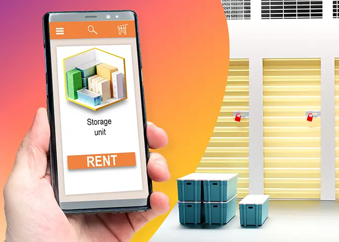 hand with phone Making a Secure Storage Payment Online with A Storage Box - central il