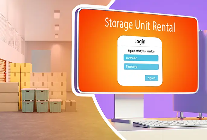 Computer with storage company site creating an account for payment with a storage box central il