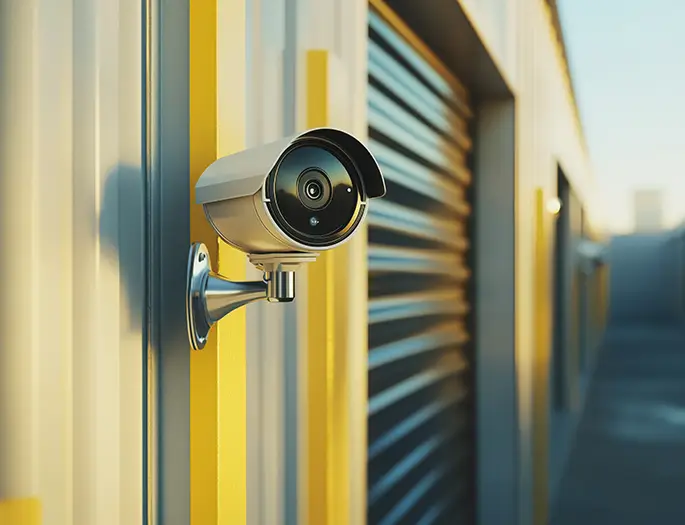 Security camera is monitoring self storage unit, warehouse, and outdoors central il